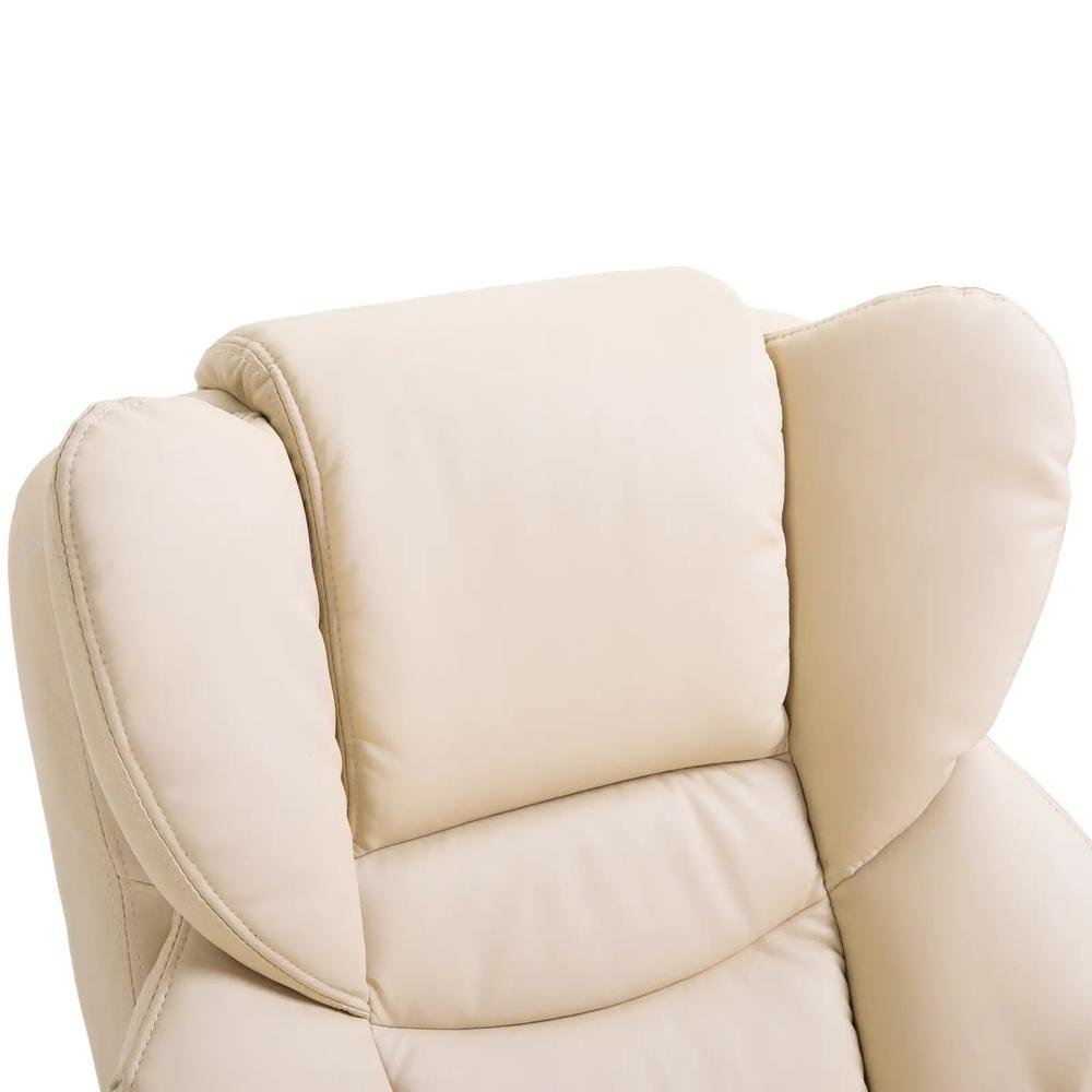 HOMCOM 360&deg; Swivel Recliner Chair with Footstool, PU Leather Manual Recliner Armchair with Footstool, Solid Wood Base, Upholstered Reclining Chair for Living Room, Office Additional View 19