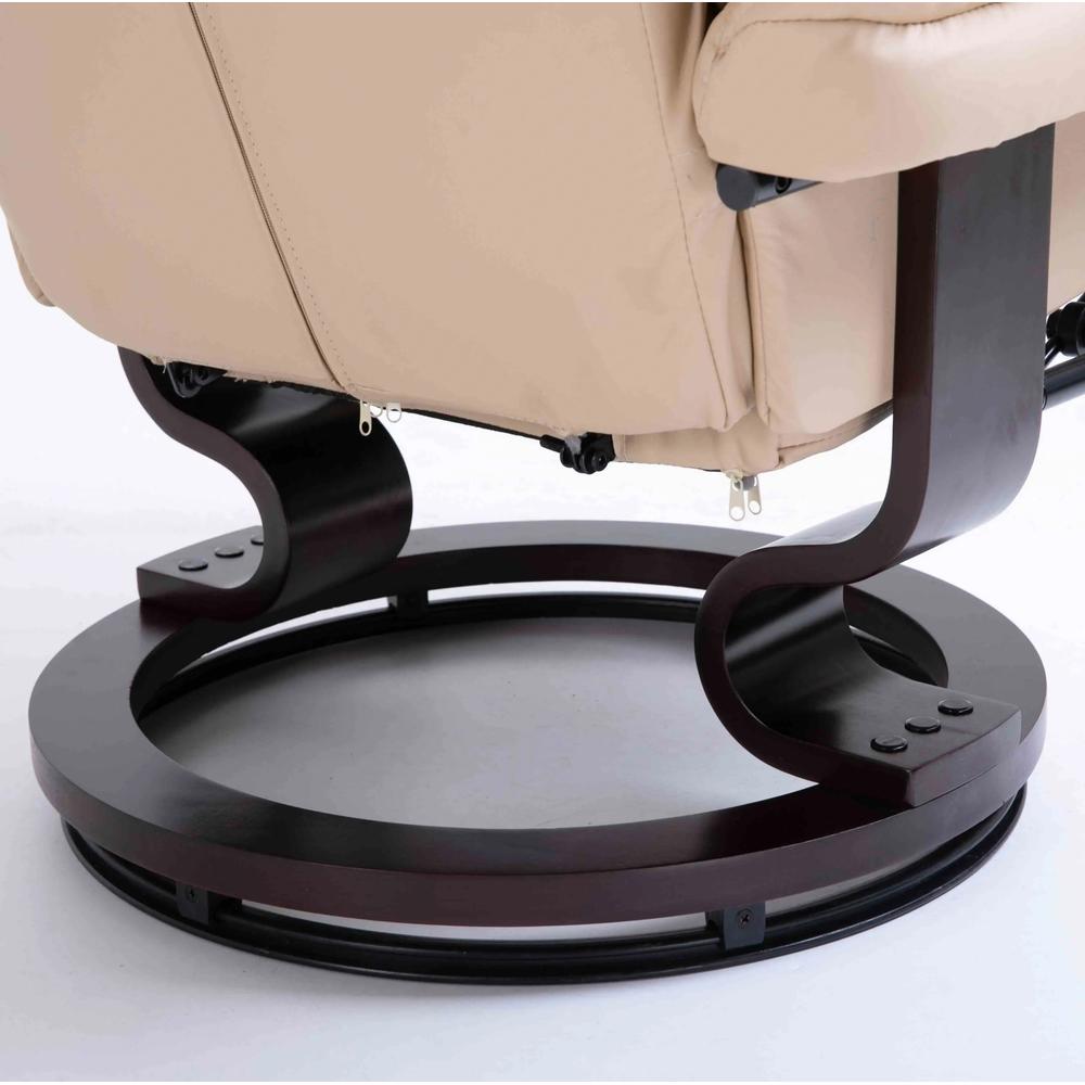 HOMCOM 360&deg; Swivel Recliner Chair with Footstool, PU Leather Manual Recliner Armchair with Footstool, Solid Wood Base, Upholstered Reclining Chair for Living Room, Office Additional View 20