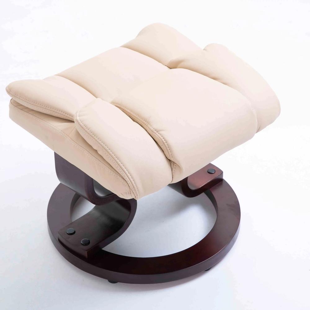 HOMCOM 360&deg; Swivel Recliner Chair with Footstool, PU Leather Manual Recliner Armchair with Footstool, Solid Wood Base, Upholstered Reclining Chair for Living Room, Office Additional View 21