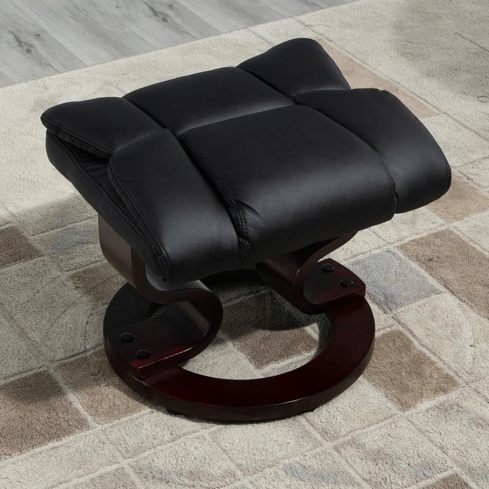 HOMCOM 360&deg; Swivel Recliner Chair with Footstool, PU Leather Manual Recliner Armchair with Footstool, Solid Wood Base, Upholstered Reclining Chair for Living Room, Office Additional View 32