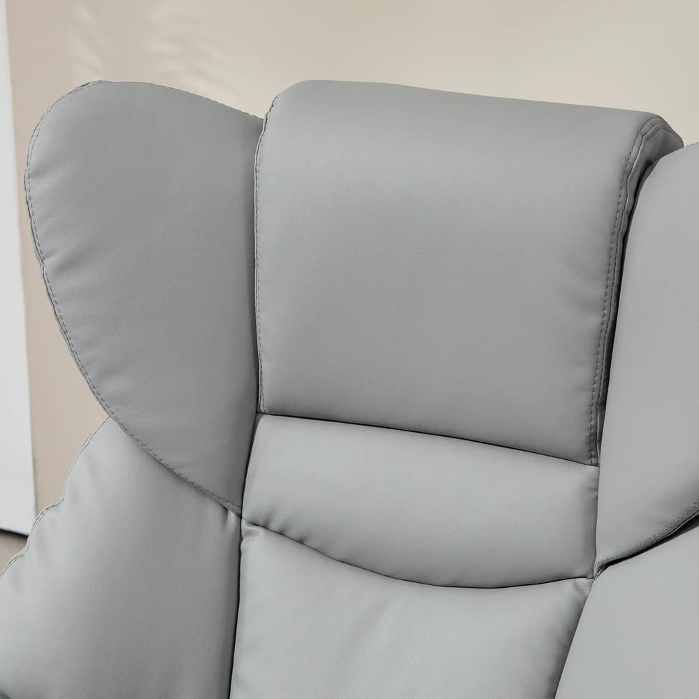 HOMCOM 360&deg; Swivel Recliner Chair with Footstool, PU Leather Manual Recliner Armchair with Footstool, Solid Wood Base, Upholstered Reclining Chair for Living Room, Office Additional View 7