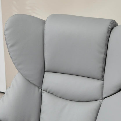 HOMCOM 360&deg; Swivel Recliner Chair with Footstool, PU Leather Manual Recliner Armchair with Footstool, Solid Wood Base, Upholstered Reclining Chair for Living Room, Office Additional View 7