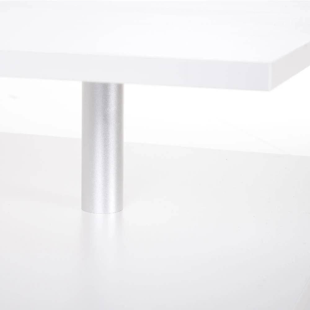 HOMCOM Coffee Table with Storage, 2-Tier Centre Table, Modern Living Room Table with Open Shelf and Aluminium Poles, White Additional View 9