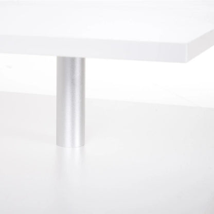 HOMCOM Coffee Table with Storage, 2-Tier Centre Table, Modern Living Room Table with Open Shelf and Aluminium Poles, White Additional View 9
