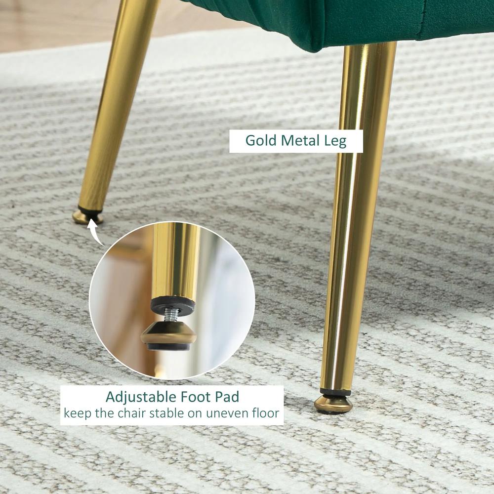 HOMCOM Velvet-Feel Shell Back Accent Chair - Green Additional View 5
