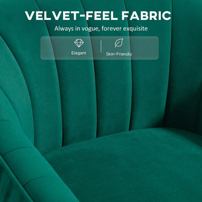 HOMCOM Velvet-Feel Shell Back Accent Chair - Green Additional View 6