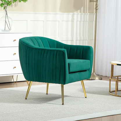 HOMCOM Velvet-Feel Shell Back Accent Chair - Green Additional View 8