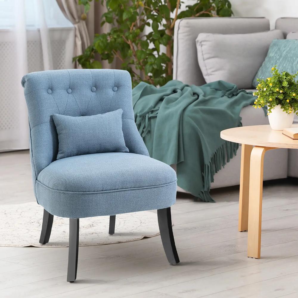 HOMCOM Fabric Single Sofa Dining Chair Tub Chair Upholstered W/ Pillow Solid Wood Leg Home Living Room Furniture Additional View 11