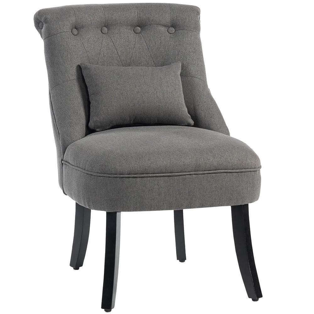 HOMCOM Fabric Single Sofa Dining Chair Tub Chair Upholstered W/ Pillow Solid Wood Leg Home Living Room Furniture Additional View 13