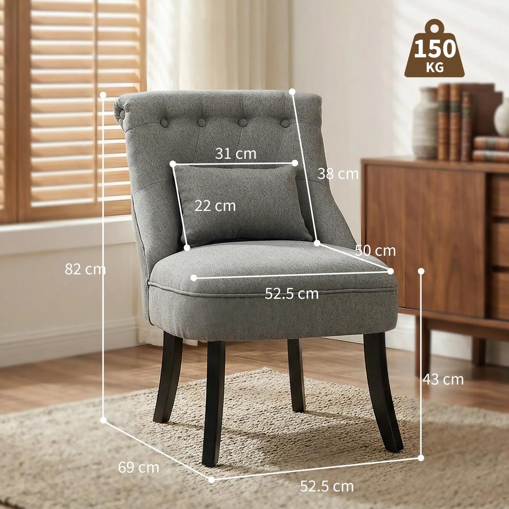 HOMCOM Fabric Single Sofa Dining Chair Tub Chair Upholstered W/ Pillow Solid Wood Leg Home Living Room Furniture Additional View 15