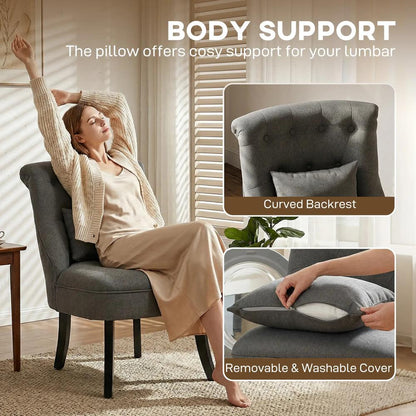 HOMCOM Fabric Single Sofa Dining Chair Tub Chair Upholstered W/ Pillow Solid Wood Leg Home Living Room Furniture Additional View 17