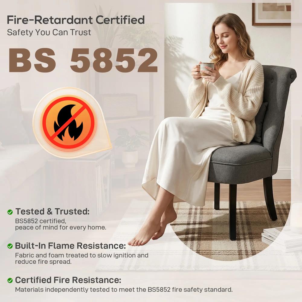 HOMCOM Fabric Single Sofa Dining Chair Tub Chair Upholstered W/ Pillow Solid Wood Leg Home Living Room Furniture Additional View 19