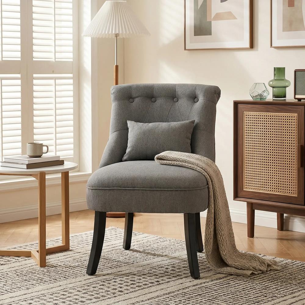 HOMCOM Fabric Single Sofa Dining Chair Tub Chair Upholstered W/ Pillow Solid Wood Leg Home Living Room Furniture Additional View 22