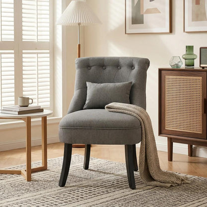 HOMCOM Fabric Single Sofa Dining Chair Tub Chair Upholstered W/ Pillow Solid Wood Leg Home Living Room Furniture Additional View 22