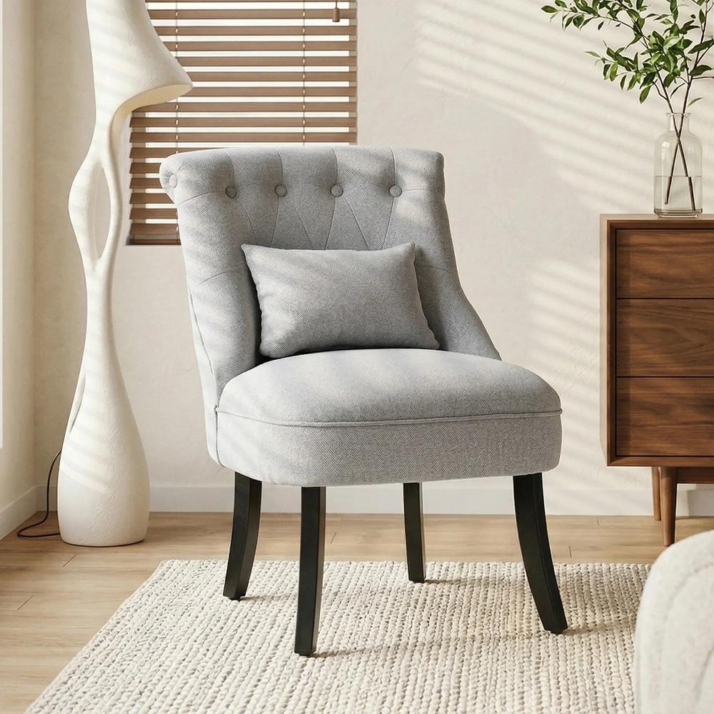HOMCOM Fabric Single Sofa Dining Chair Tub Chair Upholstered W/ Pillow Solid Wood Leg Home Living Room Furniture Additional View 24