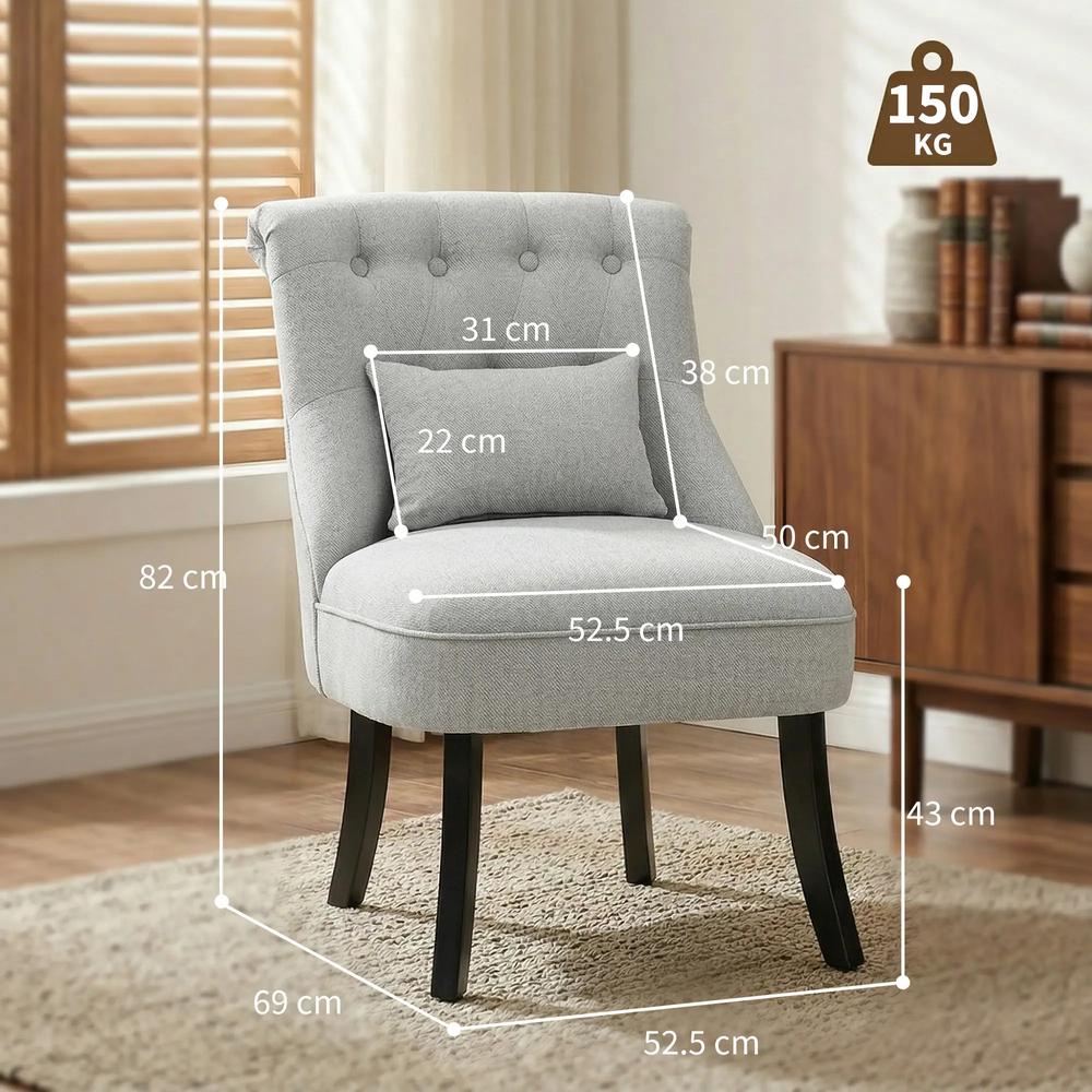 HOMCOM Fabric Single Sofa Dining Chair Tub Chair Upholstered W/ Pillow Solid Wood Leg Home Living Room Furniture Additional View 26