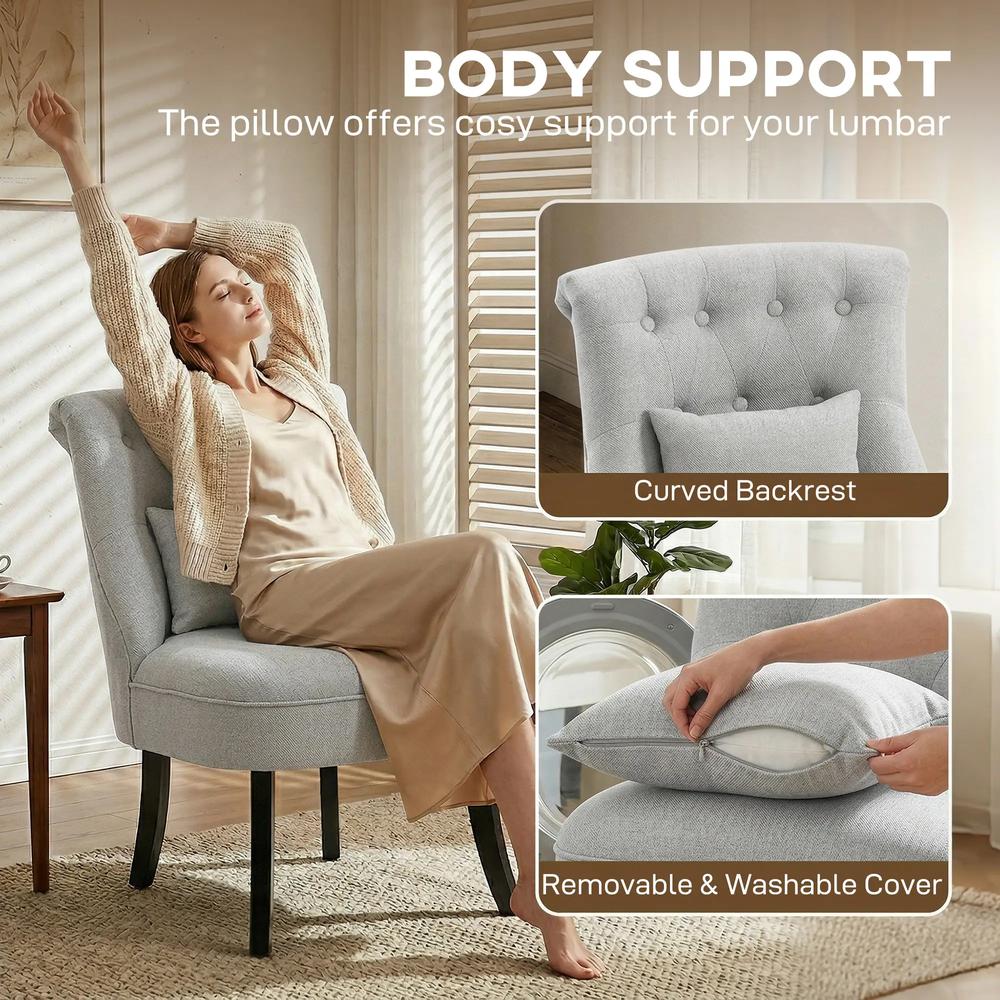HOMCOM Fabric Single Sofa Dining Chair Tub Chair Upholstered W/ Pillow Solid Wood Leg Home Living Room Furniture Additional View 28