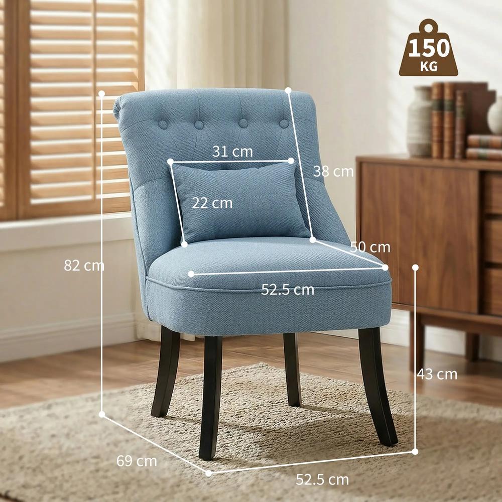HOMCOM Fabric Single Sofa Dining Chair Tub Chair Upholstered W/ Pillow Solid Wood Leg Home Living Room Furniture Additional View 3