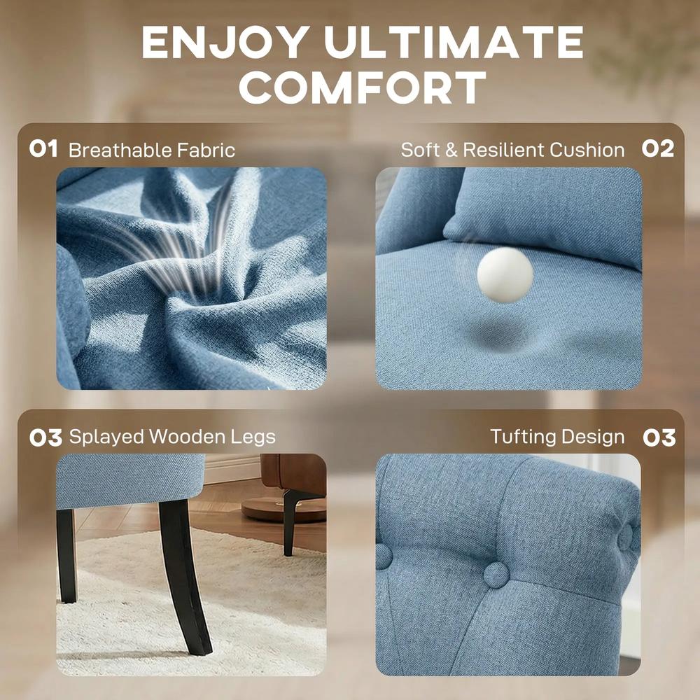 HOMCOM Fabric Single Sofa Dining Chair Tub Chair Upholstered W/ Pillow Solid Wood Leg Home Living Room Furniture Additional View 4