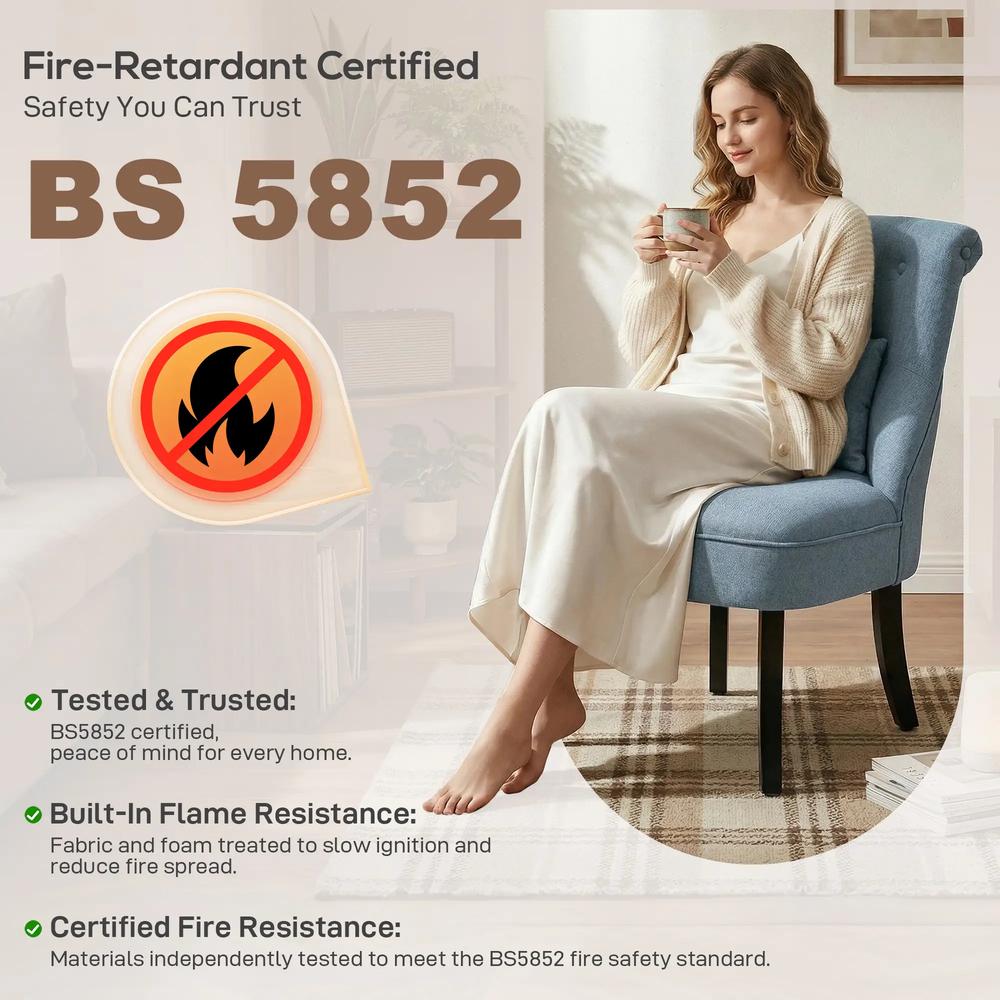 HOMCOM Fabric Single Sofa Dining Chair Tub Chair Upholstered W/ Pillow Solid Wood Leg Home Living Room Furniture Additional View 7