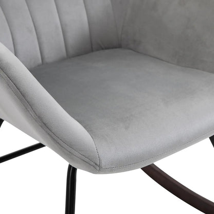 HOMCOM Rocking Chair Reading Accent Armchair with Steel Frame Sponge Padded for Living Room, Dining Room, Office, Balcony, Grey and Black Additional View 8
