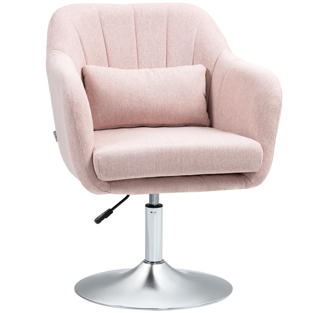 HOMCOM Swivel Accent Chair, Linen Fabric Tub Vanity Chair, Modern Armchair with Adjustable Height and Lumbar Support for Living Room Bedroom Salon Dressing Table 833-757v71 Additional View 11