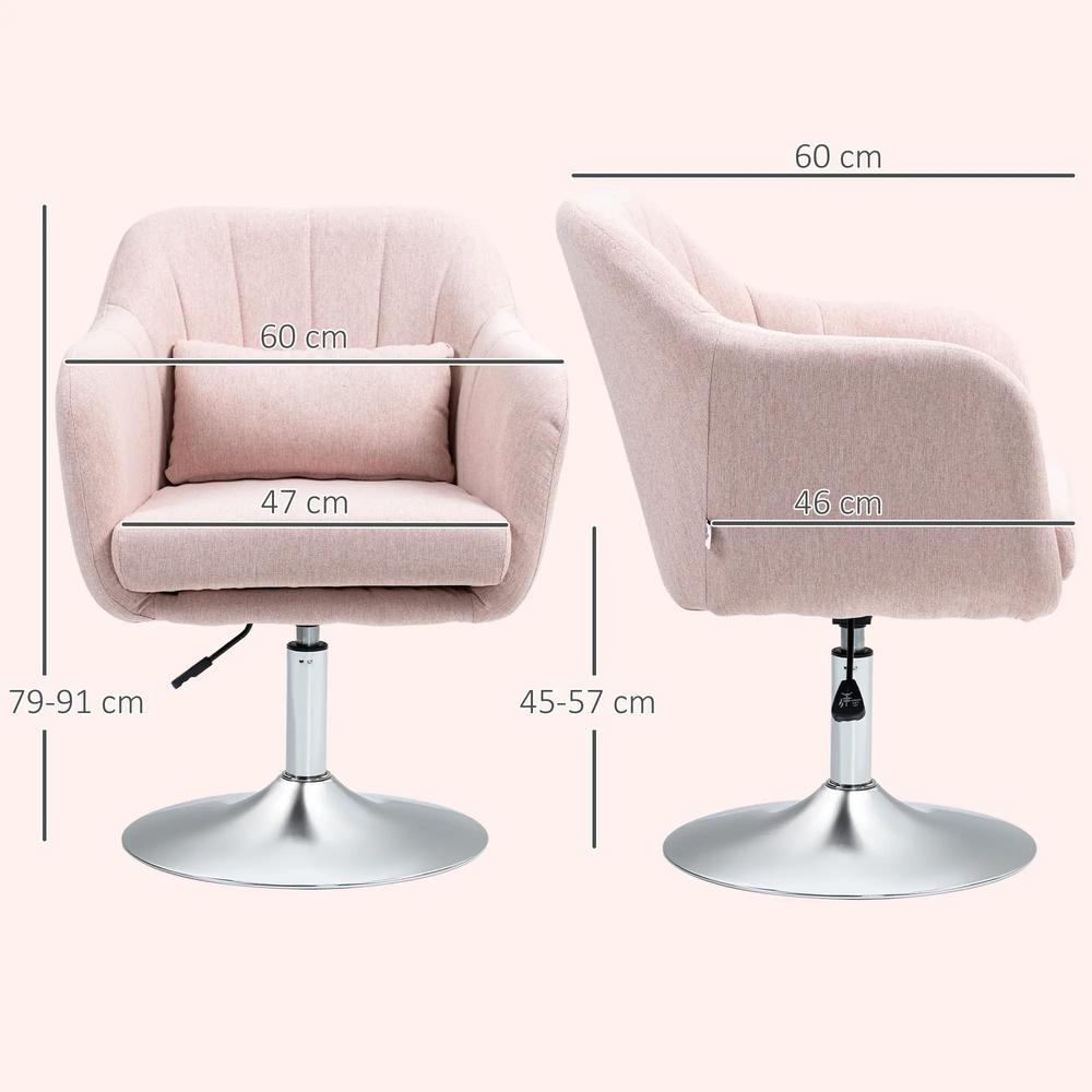 HOMCOM Swivel Accent Chair, Linen Fabric Tub Vanity Chair, Modern Armchair with Adjustable Height and Lumbar Support for Living Room Bedroom Salon Dressing Table 833-757v71 Additional View 3