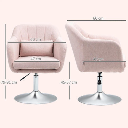 HOMCOM Swivel Accent Chair, Linen Fabric Tub Vanity Chair, Modern Armchair with Adjustable Height and Lumbar Support for Living Room Bedroom Salon Dressing Table 833-757v71 Additional View 3