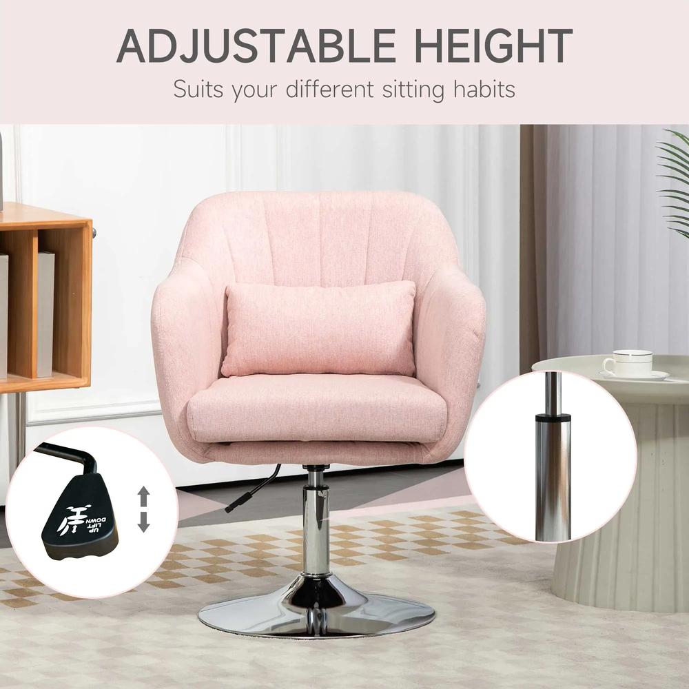 HOMCOM Swivel Accent Chair, Linen Fabric Tub Vanity Chair, Modern Armchair with Adjustable Height and Lumbar Support for Living Room Bedroom Salon Dressing Table 833-757v71 Additional View 4