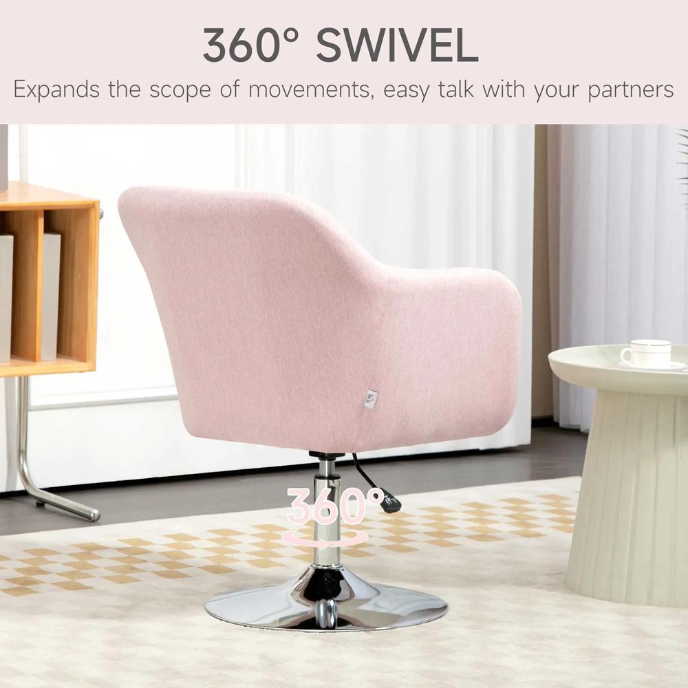 HOMCOM Swivel Accent Chair, Linen Fabric Tub Vanity Chair, Modern Armchair with Adjustable Height and Lumbar Support for Living Room Bedroom Salon Dressing Table 833-757v71 Additional View 5