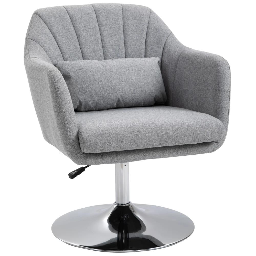 HOMCOM Swivel Accent Chair, Linen Fabric Tub Vanity Chair, Modern Armchair with Adjustable Height and Lumbar Support for Living Room Bedroom Salon Make up Room Dressing Table Additional View 11