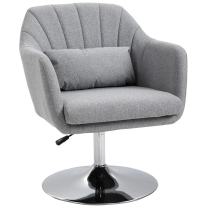 HOMCOM Swivel Accent Chair, Linen Fabric Tub Vanity Chair, Modern Armchair with Adjustable Height and Lumbar Support for Living Room Bedroom Salon Make up Room Dressing Table Additional View 11