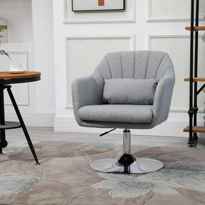 HOMCOM Swivel Accent Chair, Linen Fabric Tub Vanity Chair, Modern Armchair with Adjustable Height and Lumbar Support for Living Room Bedroom Salon Make up Room Dressing Table Additional View 12