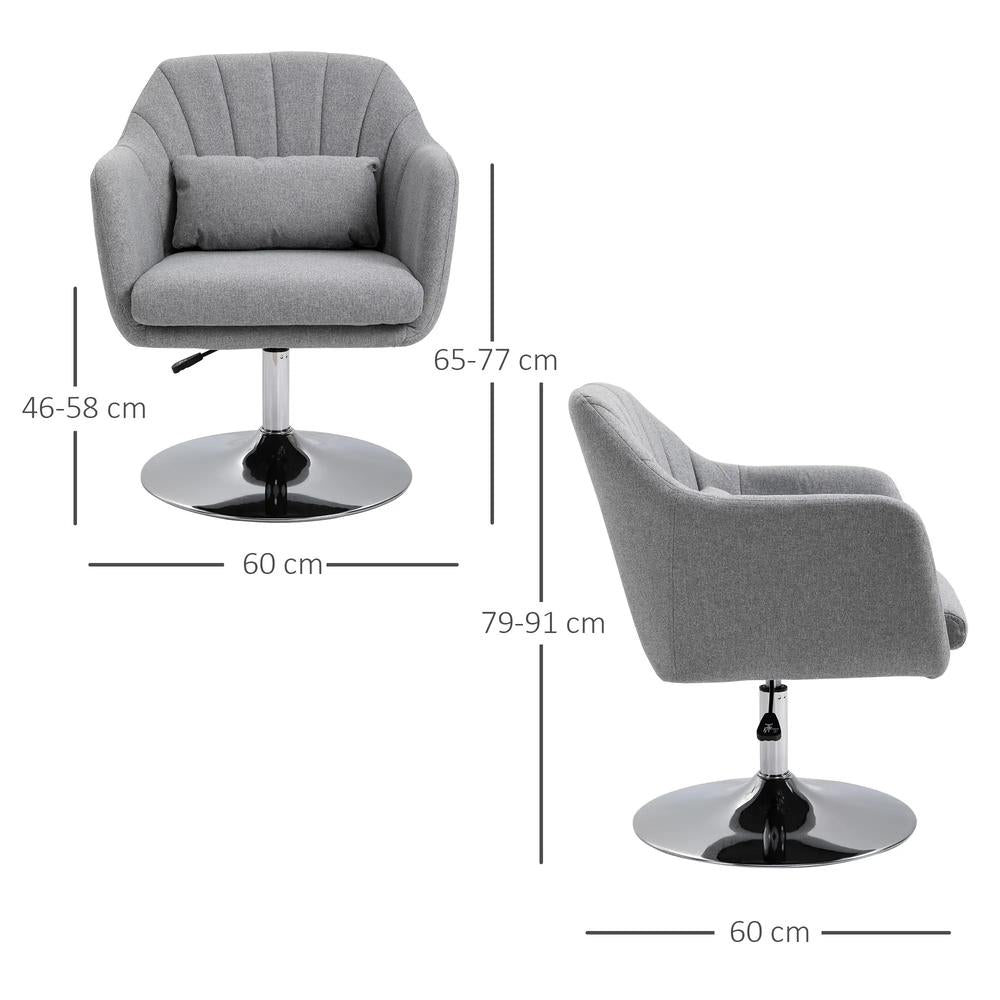 HOMCOM Swivel Accent Chair, Linen Fabric Tub Vanity Chair, Modern Armchair with Adjustable Height and Lumbar Support for Living Room Bedroom Salon Make up Room Dressing Table Additional View 13