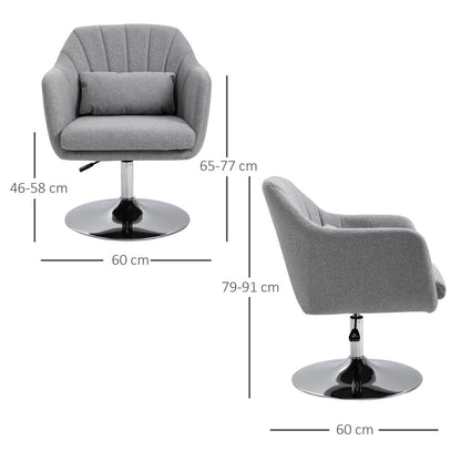 HOMCOM Swivel Accent Chair, Linen Fabric Tub Vanity Chair, Modern Armchair with Adjustable Height and Lumbar Support for Living Room Bedroom Salon Make up Room Dressing Table Additional View 13