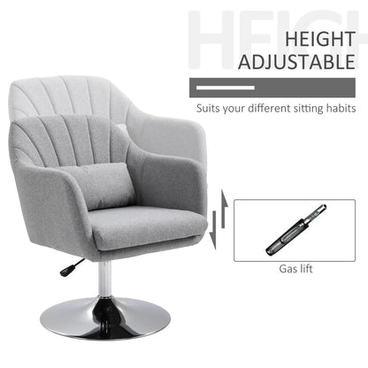 HOMCOM Swivel Accent Chair, Linen Fabric Tub Vanity Chair, Modern Armchair with Adjustable Height and Lumbar Support for Living Room Bedroom Salon Make up Room Dressing Table Additional View 14