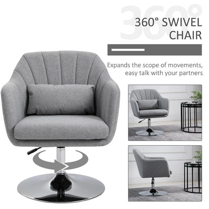HOMCOM Swivel Accent Chair, Linen Fabric Tub Vanity Chair, Modern Armchair with Adjustable Height and Lumbar Support for Living Room Bedroom Salon Make up Room Dressing Table Additional View 15