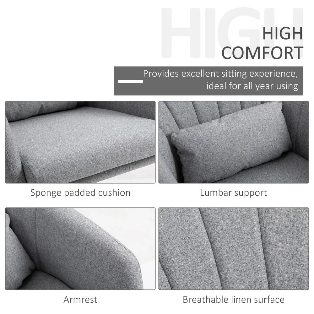HOMCOM Swivel Accent Chair, Linen Fabric Tub Vanity Chair, Modern Armchair with Adjustable Height and Lumbar Support for Living Room Bedroom Salon Make up Room Dressing Table Additional View 16