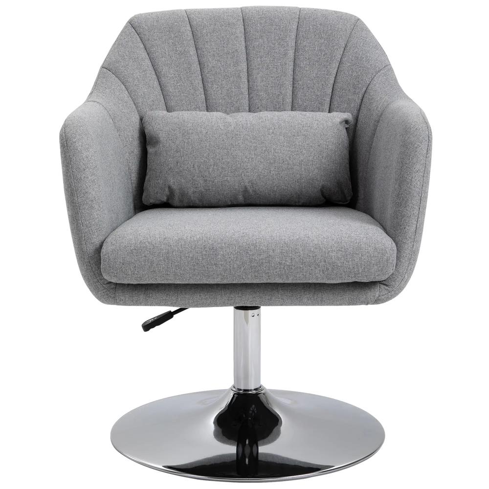 HOMCOM Swivel Accent Chair, Linen Fabric Tub Vanity Chair, Modern Armchair with Adjustable Height and Lumbar Support for Living Room Bedroom Salon Make up Room Dressing Table Additional View 22