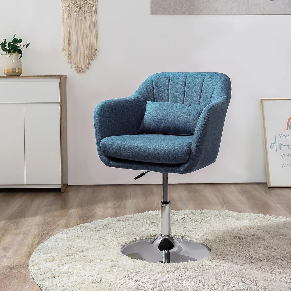 HOMCOM Swivel Accent Chair, Linen Fabric Tub Vanity Chair, Modern Armchair with Adjustable Height and Lumbar Support for Living Room Bedroom Salon Make up Room Dressing Table Additional View 24