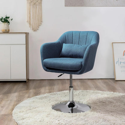 HOMCOM Swivel Accent Chair, Linen Fabric Tub Vanity Chair, Modern Armchair with Adjustable Height and Lumbar Support for Living Room Bedroom Salon Make up Room Dressing Table Additional View 24