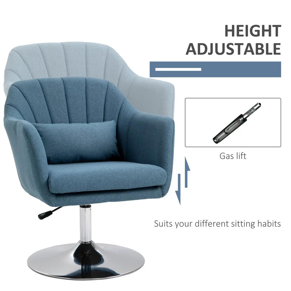 HOMCOM Swivel Accent Chair, Linen Fabric Tub Vanity Chair, Modern Armchair with Adjustable Height and Lumbar Support for Living Room Bedroom Salon Make up Room Dressing Table Additional View 25