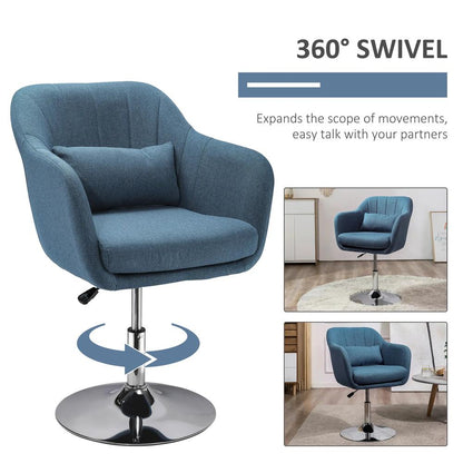 HOMCOM Swivel Accent Chair, Linen Fabric Tub Vanity Chair, Modern Armchair with Adjustable Height and Lumbar Support for Living Room Bedroom Salon Make up Room Dressing Table Additional View 26