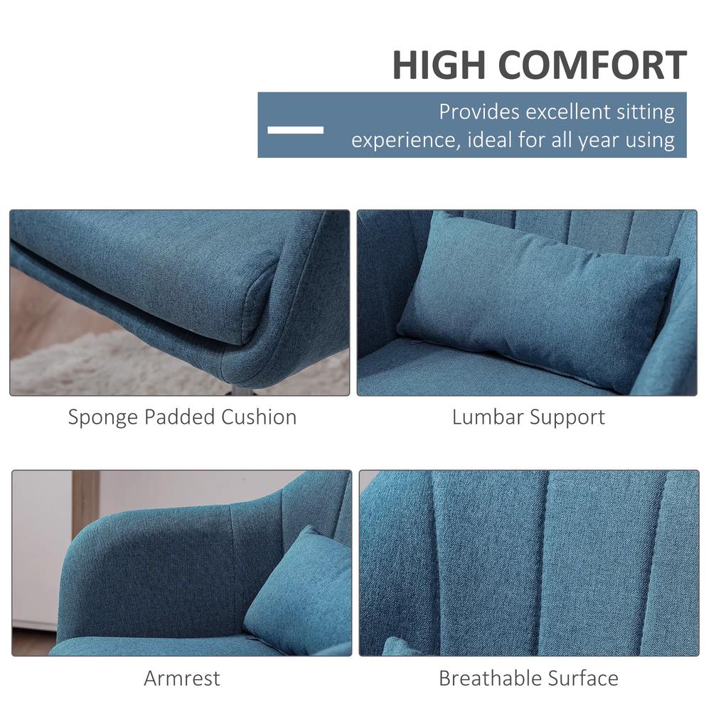 HOMCOM Swivel Accent Chair, Linen Fabric Tub Vanity Chair, Modern Armchair with Adjustable Height and Lumbar Support for Living Room Bedroom Salon Make up Room Dressing Table Additional View 27