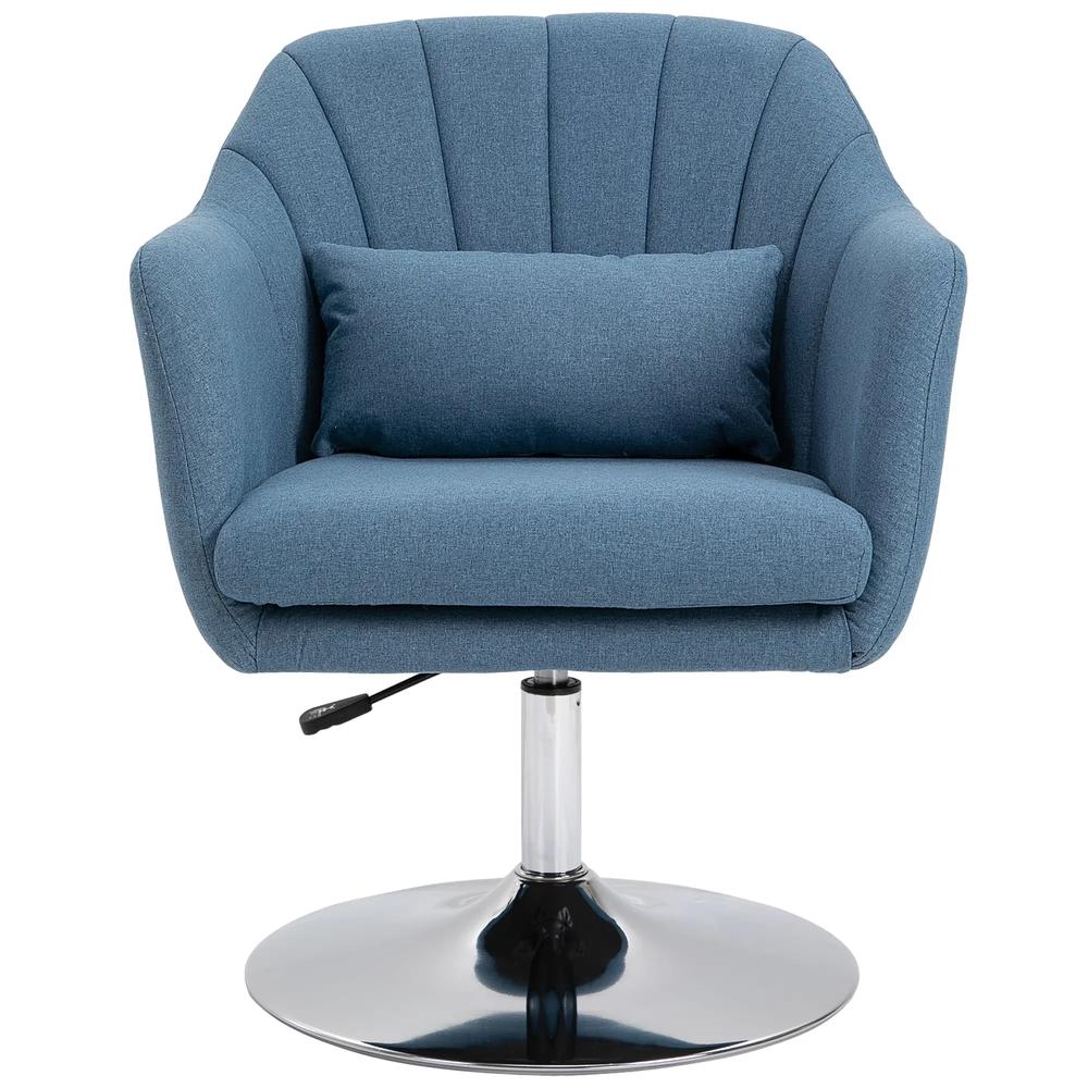 HOMCOM Swivel Accent Chair, Linen Fabric Tub Vanity Chair, Modern Armchair with Adjustable Height and Lumbar Support for Living Room Bedroom Salon Make up Room Dressing Table Additional View 31