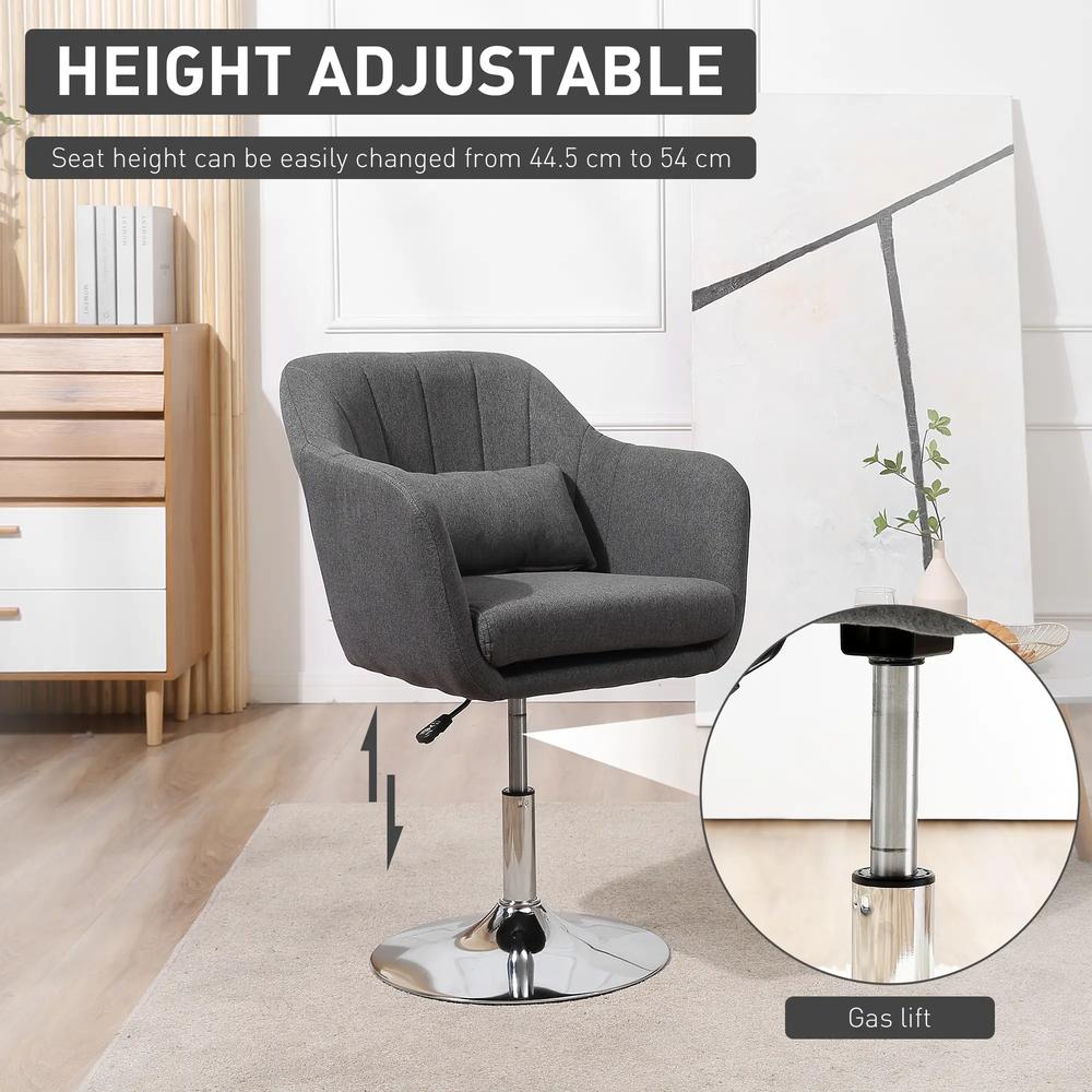 HOMCOM Swivel Accent Chair, Linen Fabric Tub Vanity Chair, Modern Armchair with Adjustable Height and Lumbar Support for Living Room Bedroom Salon Make up Room Dressing Table Additional View 4