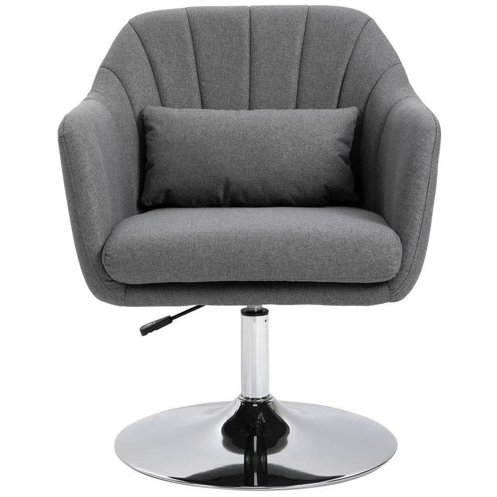 HOMCOM Swivel Accent Chair, Linen Fabric Tub Vanity Chair, Modern Armchair with Adjustable Height and Lumbar Support for Living Room Bedroom Salon Make up Room Dressing Table Additional View 10