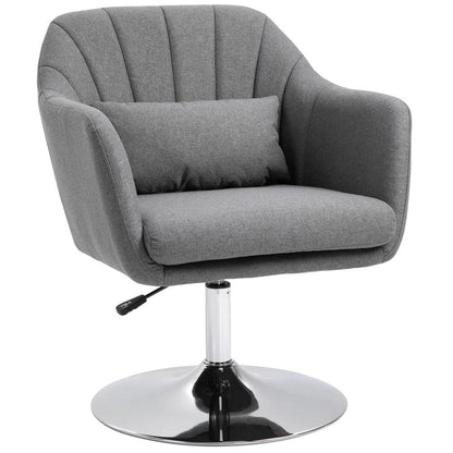 HOMCOM Swivel Accent Chair, Linen Fabric Tub Vanity Chair, Modern Armchair with Adjustable Height and Lumbar Support for Living Room Bedroom Salon Make up Room Dressing Table