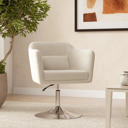 HOMCOM Modern Accent Chair with Swivel Base, Height Adjustable Arm Chair with Pillow for Living Room, Bedroom, Cream White Additional View 2