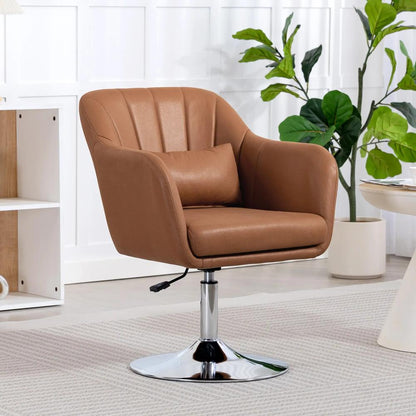 HOMCOM Swivel Accent Chair, Microfiber Cloth Tub Vanity Chair, Modern Armchair with Adjustable Height and Lumbar Support for Make up Room Dressing Table-833-757V73 Additional View 2